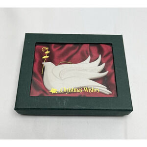 Vintage Demdaco Porcelain Peace Dove Christmas Wishes Ornament 44010